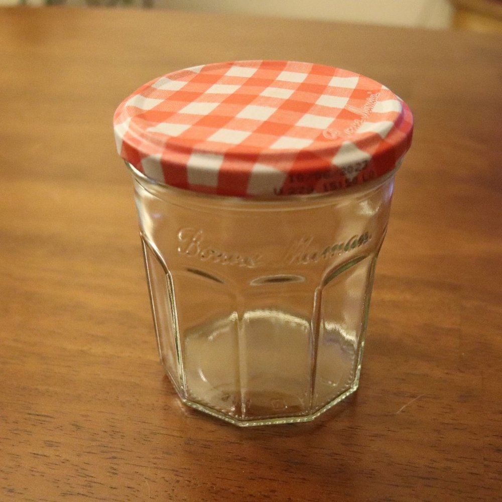 A dozen BONNE MAMAN jam jars for crafting, storage etc.